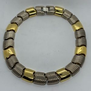 Modernist Chunky Vintage Gold & Silver Choker Necklace